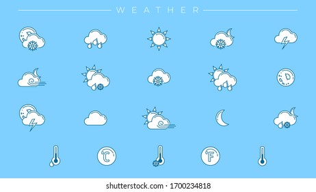 Weather concept line style vector icons set