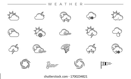 Weather concept line style vector icons set