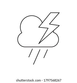 weather concept, stormy cloud with thunder icon over white background, line style, vector illustration