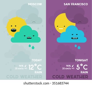 Set Cards Cute Baby Weather Vector Stock Vector (Royalty Free) 1548983384