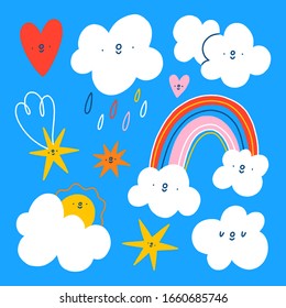 Weather conditions characters, vector collection