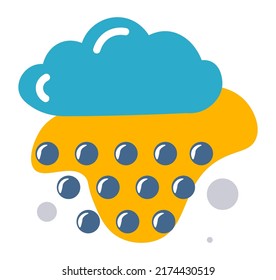 Weather conditions and forecast, overview of meteorology. Isolated icon with cloud and precipitation. Raining or drizzling, blizzard or dew, moisture and humidity in air. Vector in flat style