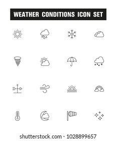 Weather Conditions Line Icon Set