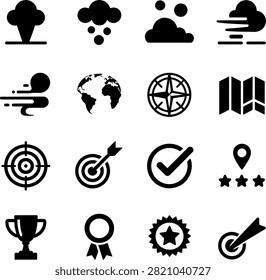weather conditions navigation targets and achievement symbols