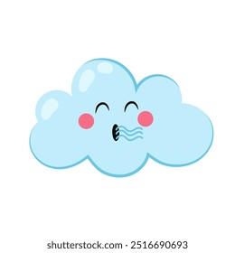 Clima lindo personaje de dibujos animados de la nube. Divertido personaje de la nube. Icono de la nube. Ilustración plana para niños aislada sobre fondo blanco. 