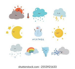 weather, date, rain, clouds, moon, sun, snow, wind, weather forecast, snowman, lightning