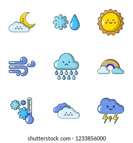 Weather dilemma icons set. Flat set of 9 weather dilemma vector icons for web isolated on white background