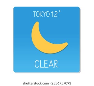 Weather display shows clear conditions in Tokyo with a crescent moon at 12 degrees Celsius