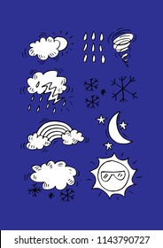 Weather Doodle Set. hand drawing illustration.