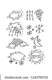 Weather Doodle Set. hand drawing illustration.