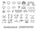 Weather Doodle sketch icons cartoon line hand drawn illustration for concept design. Kids cute style. Vector illustration