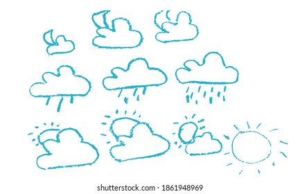 Weather Doodle Vector Set. Hand Drawn