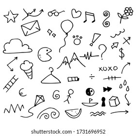 weather doodle vector set illustration with hand draw line art style vector.