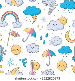 Clima garabatos sin patrón con lindos Elementos dibujados a mano para el Fondo de pantalla, papel de regalo, fondos. EPS 10
