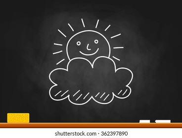 Weather drawing on blackboard