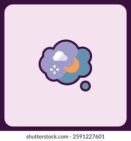 Weather Dream Icon, Night Sky, Cloud, and Snow