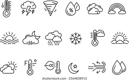 "Weather Editable Stroke Outline Icons: A Perfect Blend of Simplicity and Style"