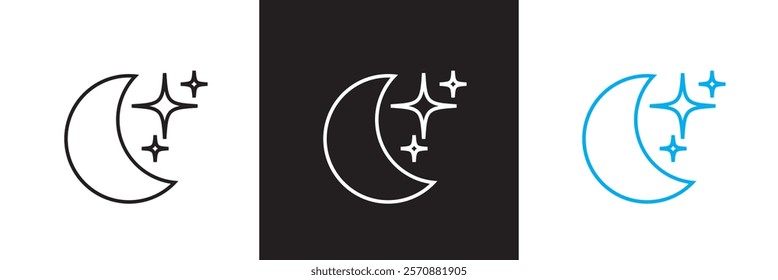 Weather editable stroke outline icons set . vector illustration. isolated on white and black background.  EPS 10