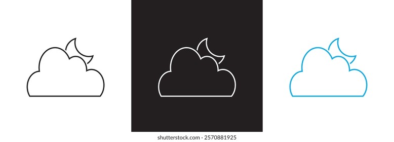 Weather editable stroke outline icons set . vector illustration. isolated on white and black background.  EPS 10