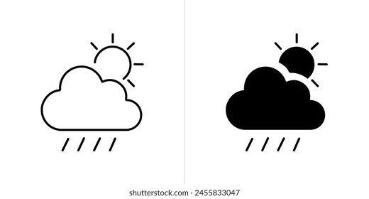 Conjunto de iconos de trazo y Web sólido editables de Clima. Ilustración vectorial