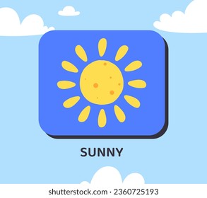 Weather effect sunny concept. Design element for mobile forecasting application. Autumn and fall season. Poster or banner for website. Cartoon flat vector illustration isolated on sky background