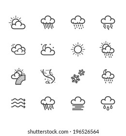 weather element vector black icon set on white background