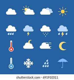 Weather elements icon collection with flat style