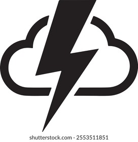 Weather Energy Icon with Lightning and Cloud Symbol
