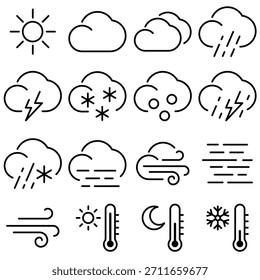 Weather Essentials Icon Set Outline Style (Part 1)
