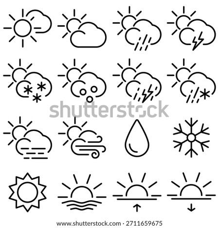 Weather Essentials Icon Set Outline Style (Part 2)