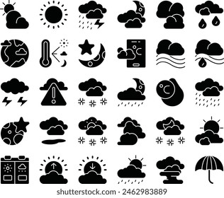 Weather fill icon set vector illustration stock