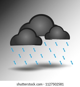 Weather flat icon colourful with shadow. Rainy and black cloud 