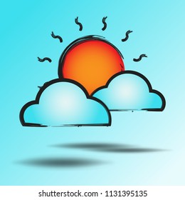 Weather flat icon colourful with shadow. Sun light and cloud