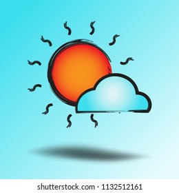 Weather flat icon colourful with shadow. Sun light and cloud