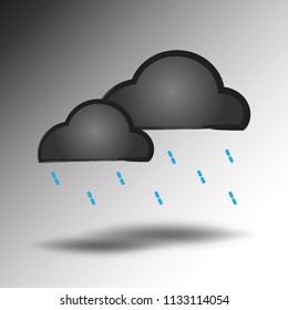 Weather flat icon colourful with shadow. Rainy cloud and thunder