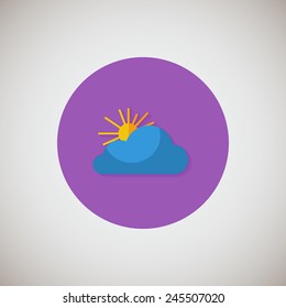 Weather flat icon. Flat design style modern vector illustration. Isolated on stylish color background. Flat long shadow icon. Elements in flat design. EPS 10.
