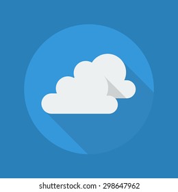 Weather Flat Icon With Long Shadow. Very Cloudy