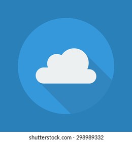 Weather Flat Icon With Long Shadow. Cloudy