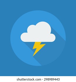 Weather Flat Icon With Long Shadow. Thunder