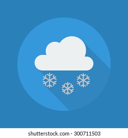 Weather Flat Icon With Long Shadow. Snow
