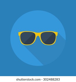 Weather Flat Icon With Long Shadow. Sunglasses