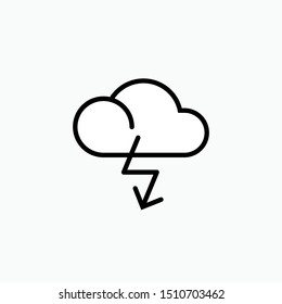 Weather Flat Icon : Rainy with Thunder - Vector, Sign and Symbol for Design, Presentation, Website or Apps Elements.