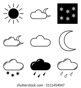 Weather Flat Icon Set Isolated On White Background