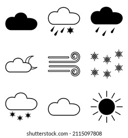 Weather Flat Icon Set Isolated On White Background