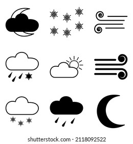 Weather Flat Icon Set Isolated On White Background
