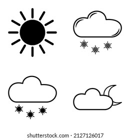 Weather Flat Icon Set Isolated On White Background
