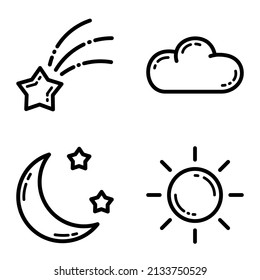 Weather Flat Icon Set Isolated On White Background