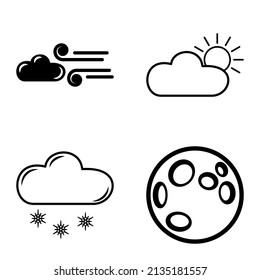 Weather Flat Icon Set Isolated On White Background