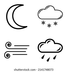 Weather Flat Icon Set Isolated On White Background