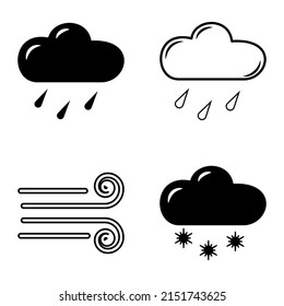 Weather Flat Icon Set Isolated On White Background
